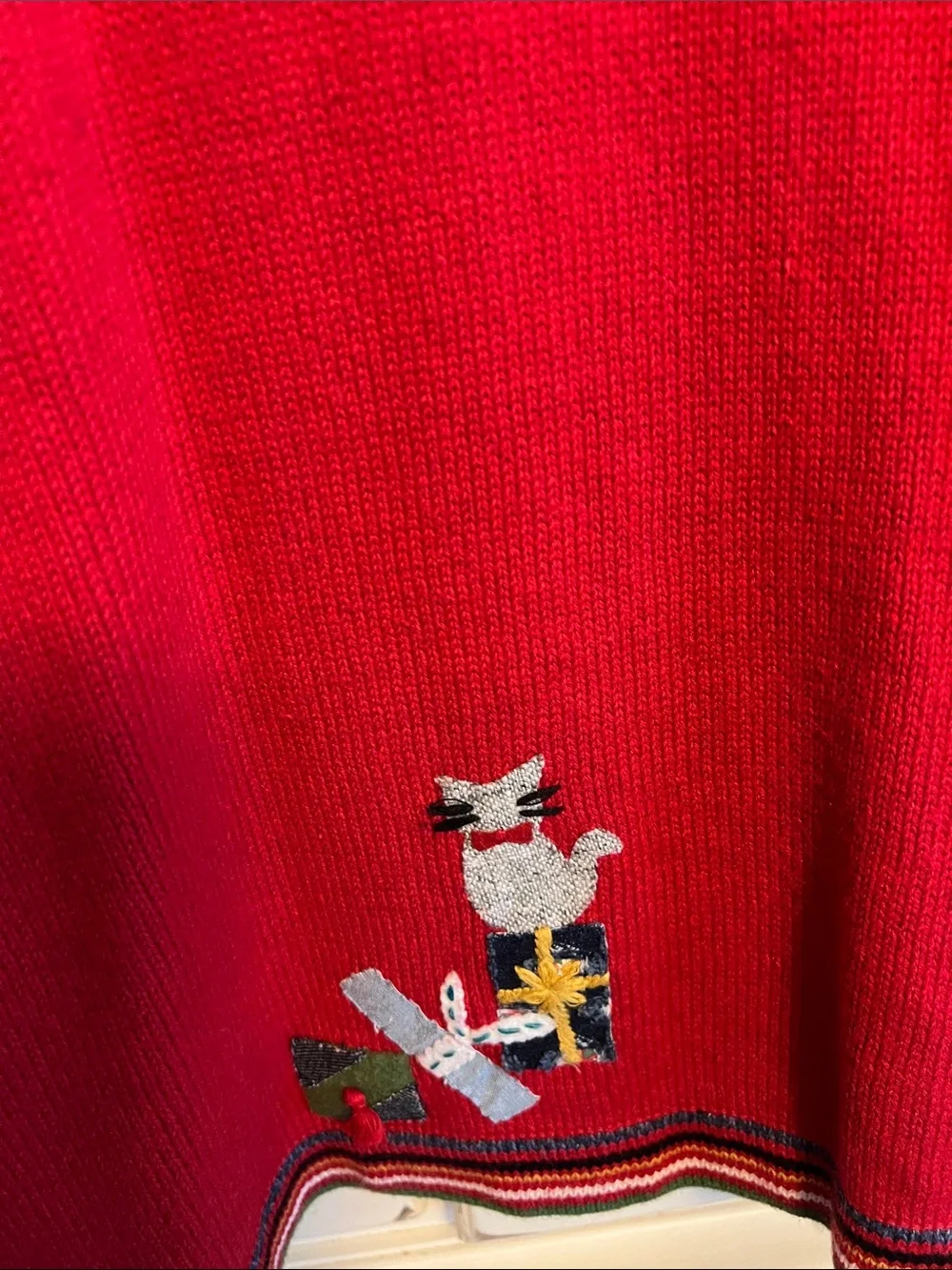 Susan Bristol Red Embroidered Santa Button-Up Cardigan